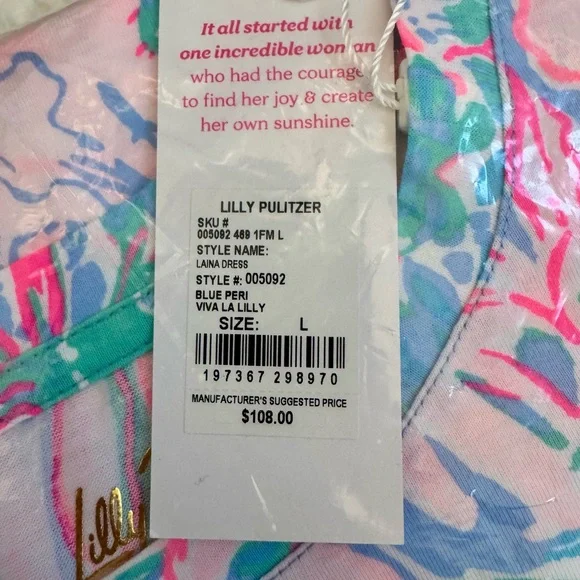 🆕 Lilly Pulitzer LAINA T-SHIRT DRESS 👗 “Blue Peri Viva La Lilly” NWT sz LG - Picture 7 of 10